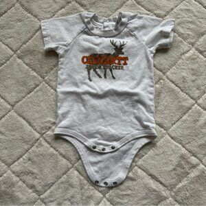 Carhartt | "Junior Tracker" Deer Hoof Print White Onesie | Size 12 Months
